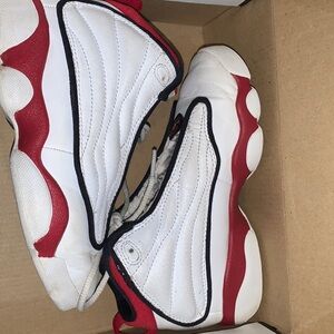 Size 13c red and white Jordan shoes